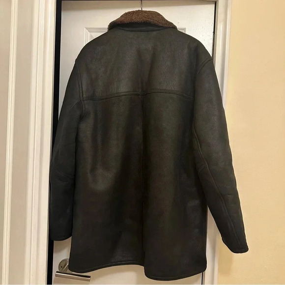 Mark New York genuine shearling coat in black leather with brown collar - Picture 6 of 15